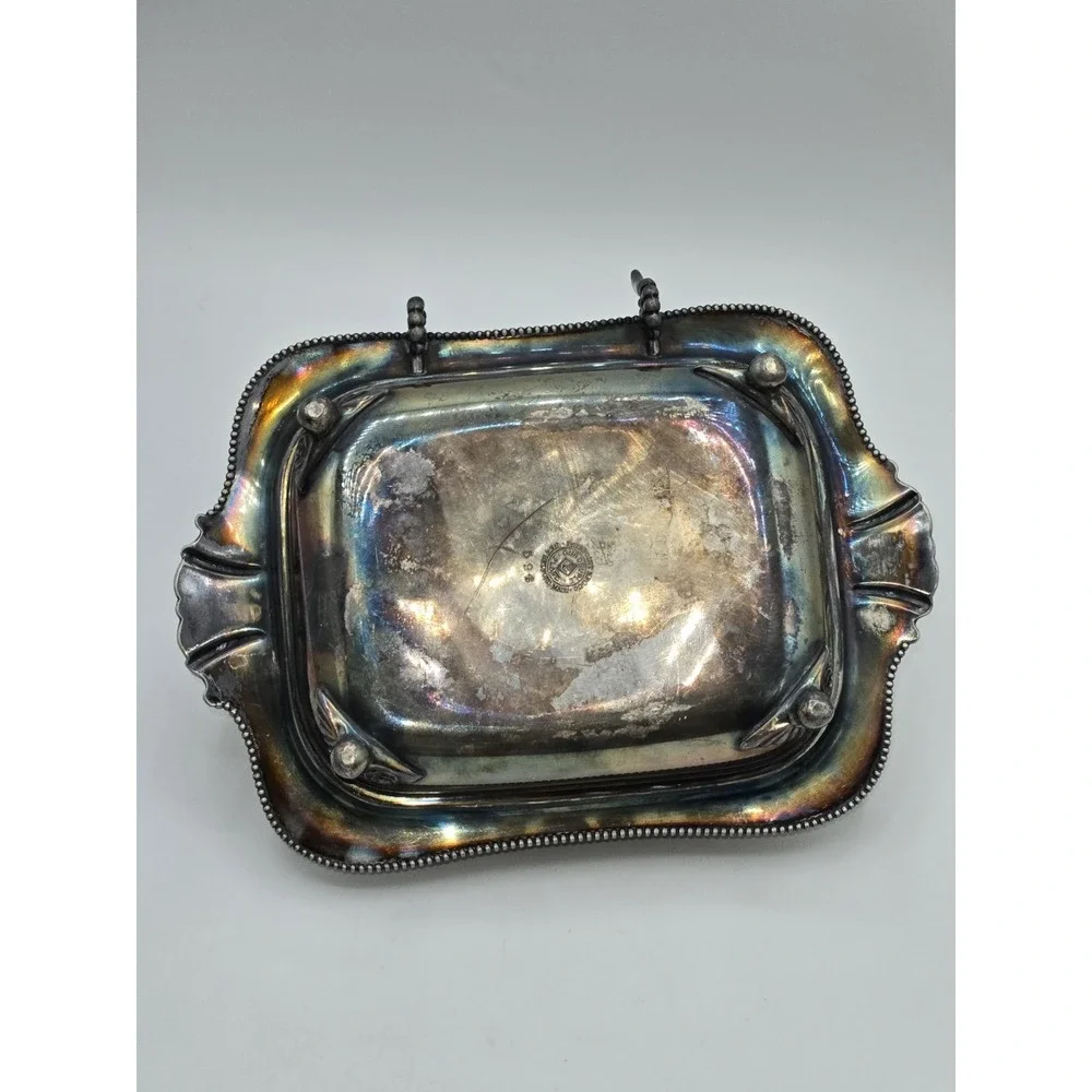 Antique Pairpoint Quadruple Plate Silverplate Covered Butter Dish Floral Lid